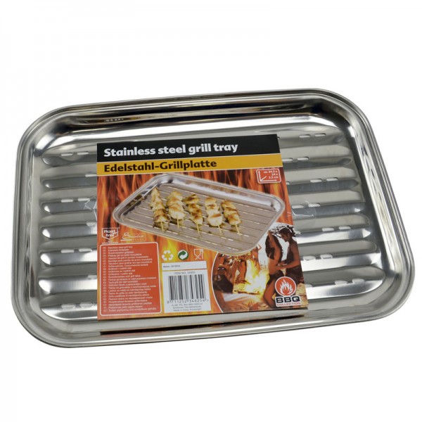 Grillplatte Edelstahl Grill-Teller Bratplatte Grillblech Bratpfanne Gemüseplatte