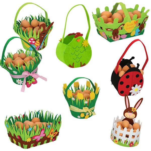 8er Set Osterkörbchen Osternest Filz Ostern Korb Geschenk Deko Frühling Blumen