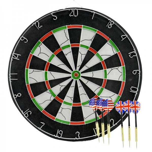 Profi Dartscheibe Dart-Spiel Dartboard Steel-Dart Turnier inkl. 6 Dart-Pfeilen