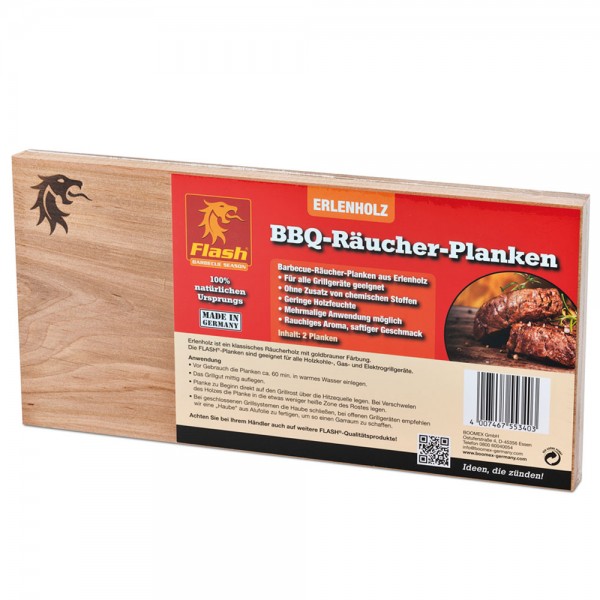 Flash Räucherbrett BBQ-Räucher-Planken 2 Stück Grillbrett Grill Smoker Erlenholz