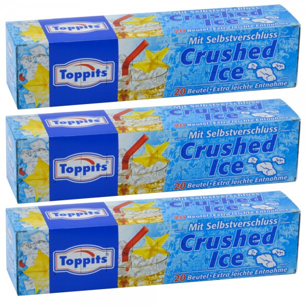 Toppits Crushed Ice 3x 20 Beutel Gefrierbeutel Eiswürfel-Beutel Selbstverschluss